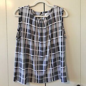 Calvin Klein Sleeveless Blouse with Pleated Neckline Unworn